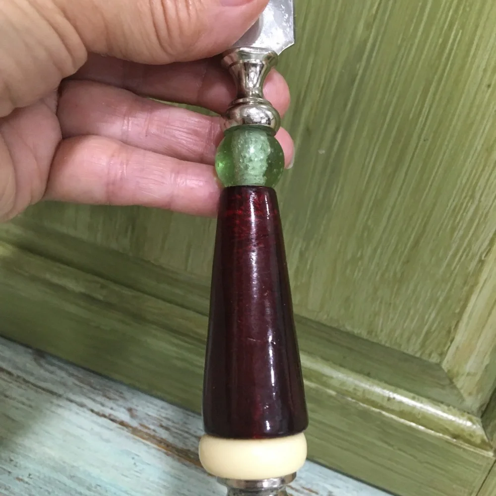 Vintage Handmade Silver Glass Cheese Knife Serveware